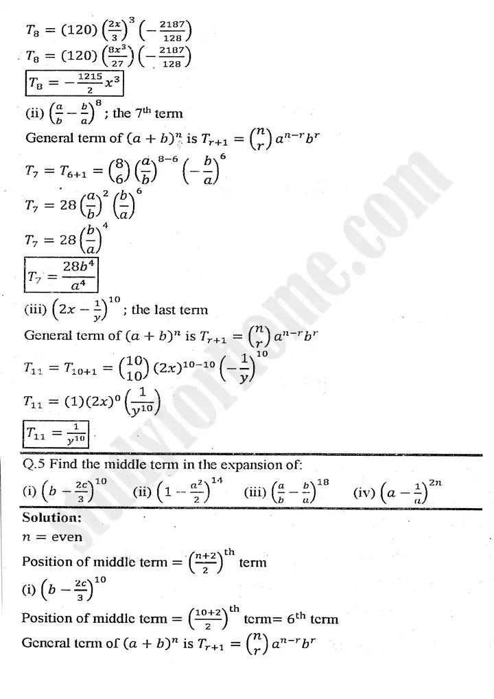 chapter 7 mathematical induction and binomial theorem exercise 7 2 mathematics 11th 05