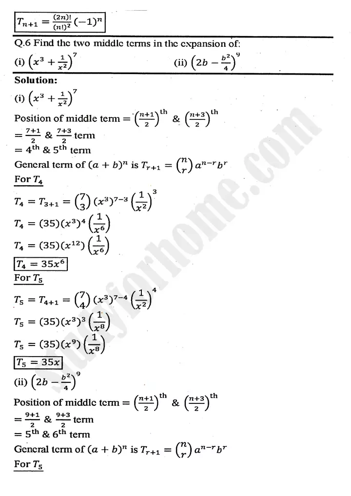 chapter 7 mathematical induction and binomial theorem exercise 7 2 mathematics 11th 07