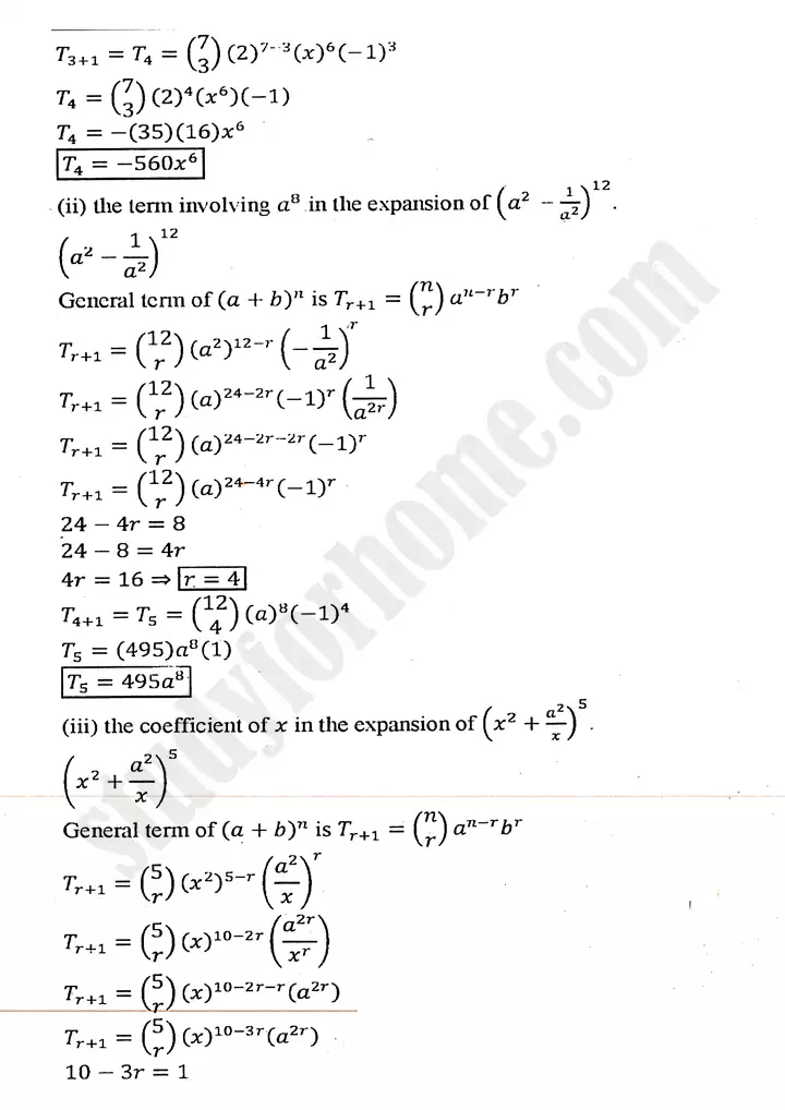 chapter 7 mathematical induction and binomial theorem exercise 7 2 mathematics 11th 10