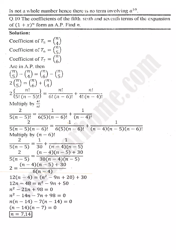 chapter 7 mathematical induction and binomial theorem exercise 7 2 mathematics 11th 12