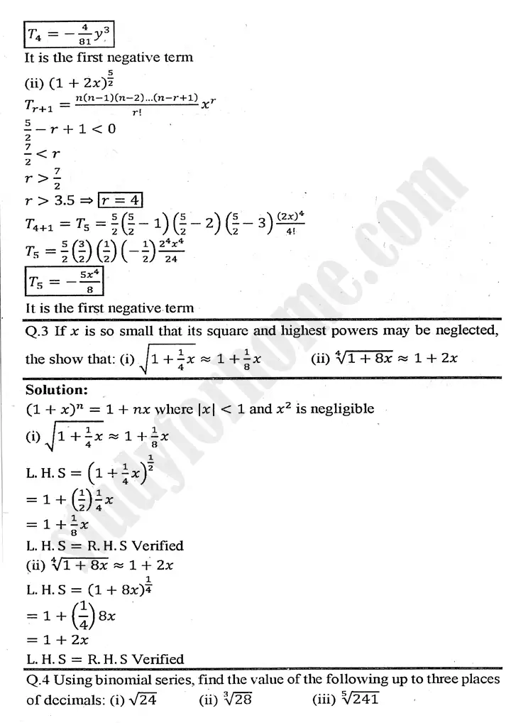 chapter 7 mathematical induction and binomial theorem exercise 7 3 mathematics 11th 03