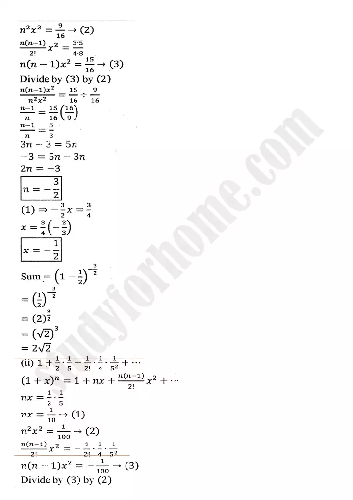 chapter 7 mathematical induction and binomial theorem exercise 7 3 mathematics 11th 06