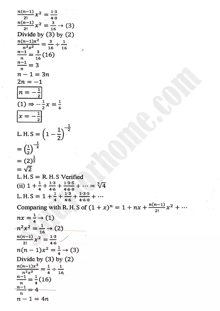 chapter 7 mathematical induction and binomial theorem exercise 7 3 mathematics 11th 10