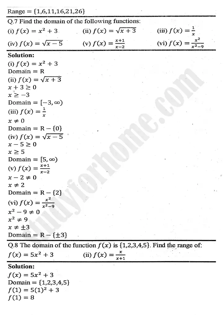 chapter 8 functions and graphs exercise 8 1 mathematics 11th 05