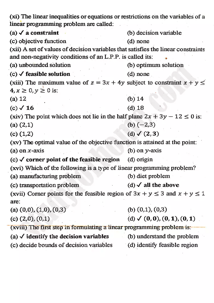 chapter 9 linear programming multiple choice questions mathematics 11th 02