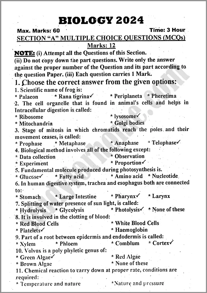 biology-9th-past-year-paper-2024-for-class-9th