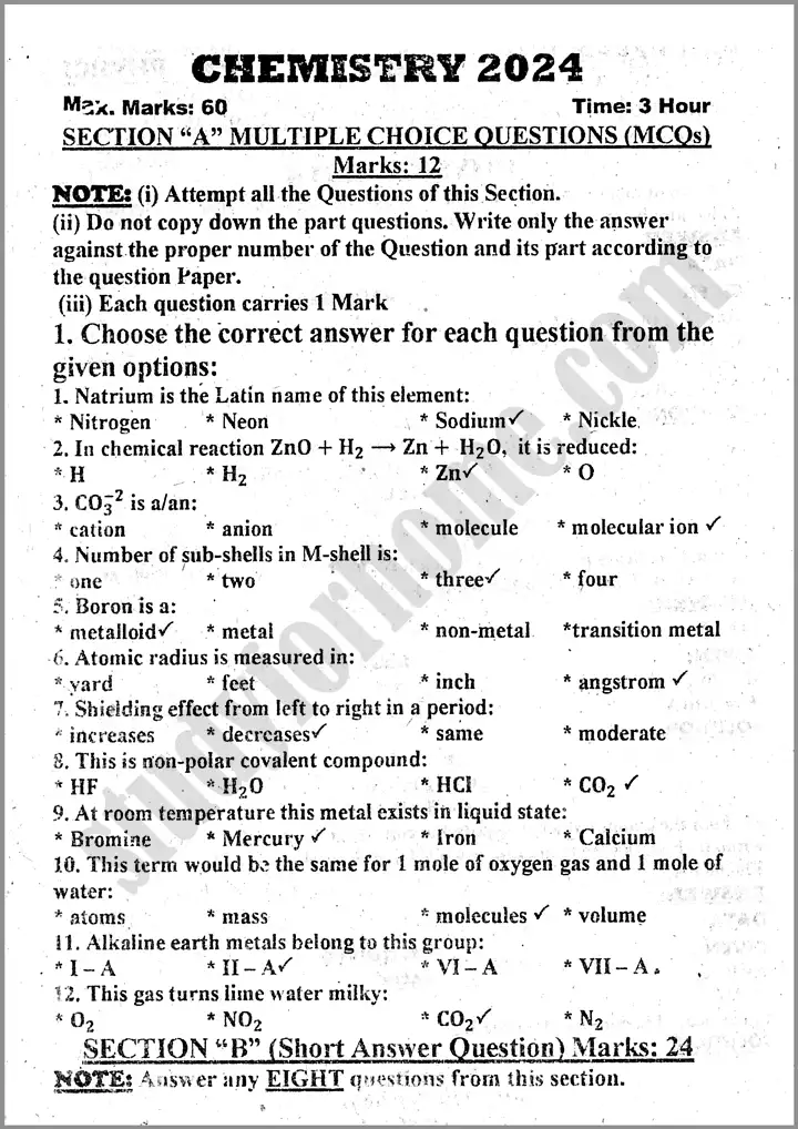 chemistry-9th-past-year-paper-2024-for-class-9th