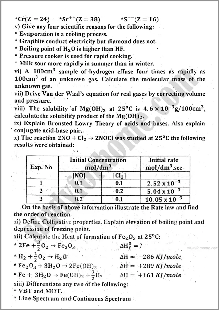 chemistry past year paper 2024 for class 11th 3