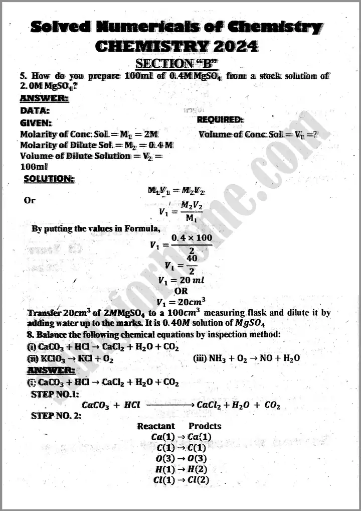 chemistry-solved-numericals-9th-past-year-paper-2024-for-class-9th