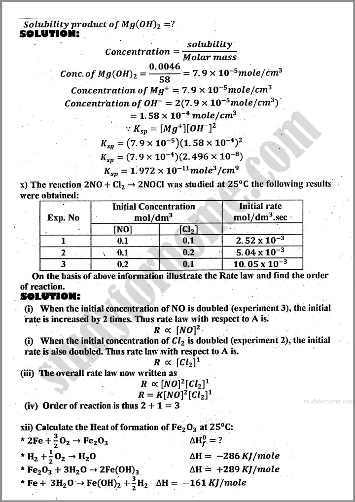 chemistry solved numericals past year paper 2024 for class 11th 4