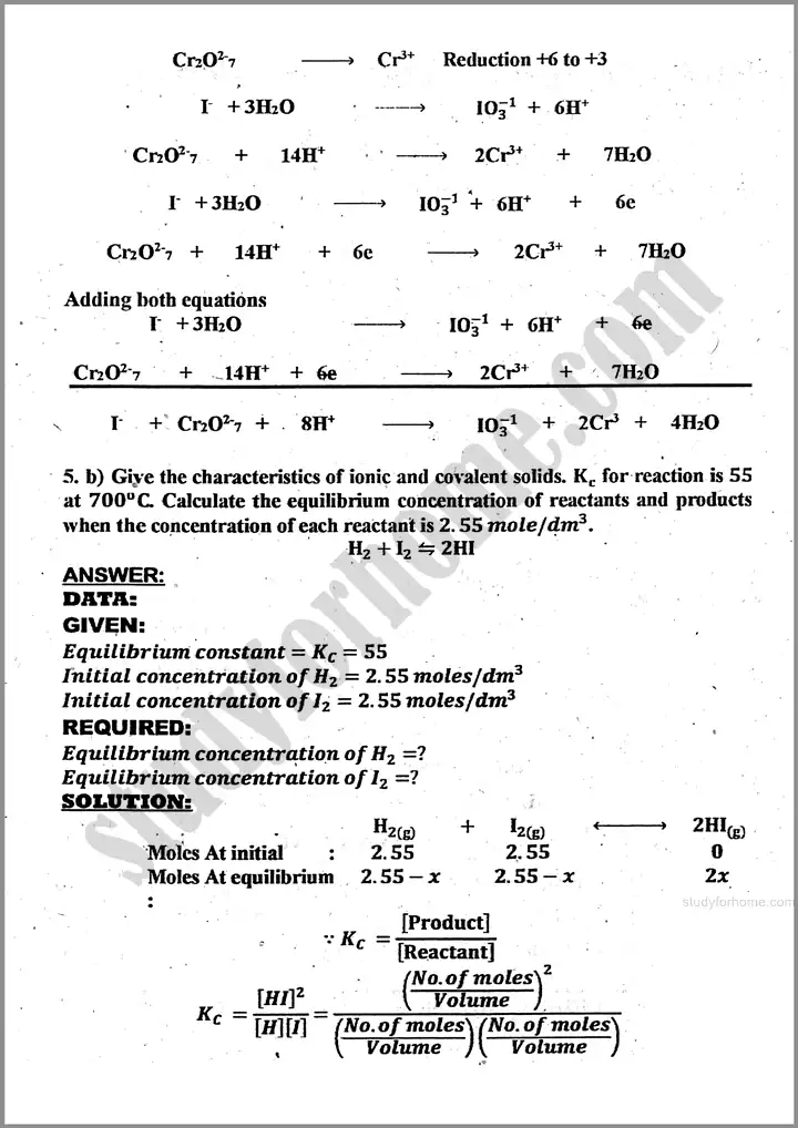 chemistry solved numericals past year paper 2024 for class 11th 7