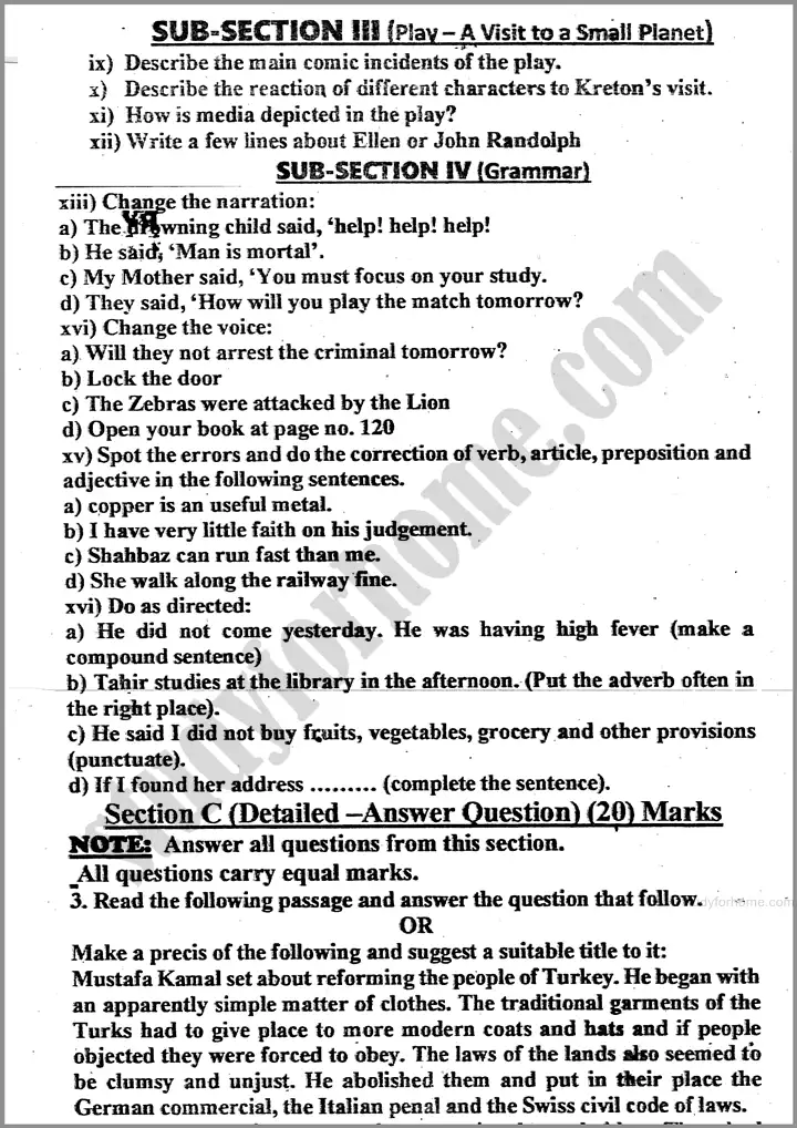 english 2024 past year paper 2024 for class 11th 7