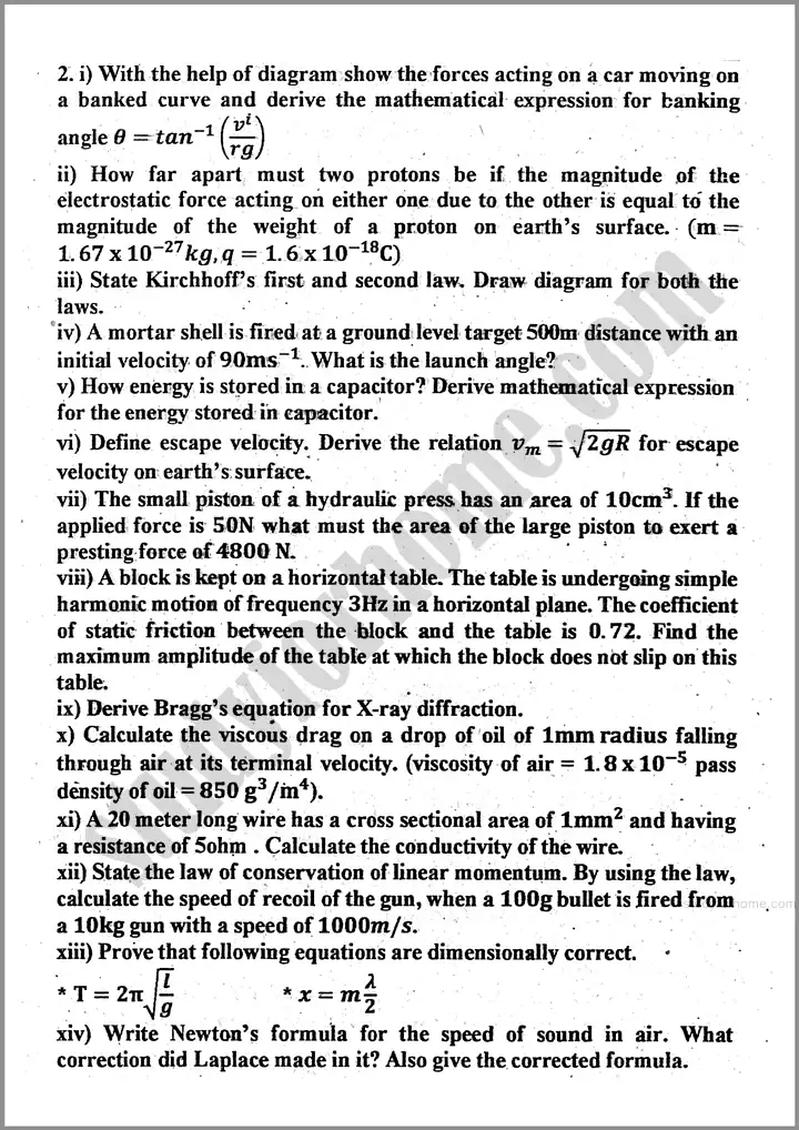 physics 2024 past year paper 2024 for class 11th 3