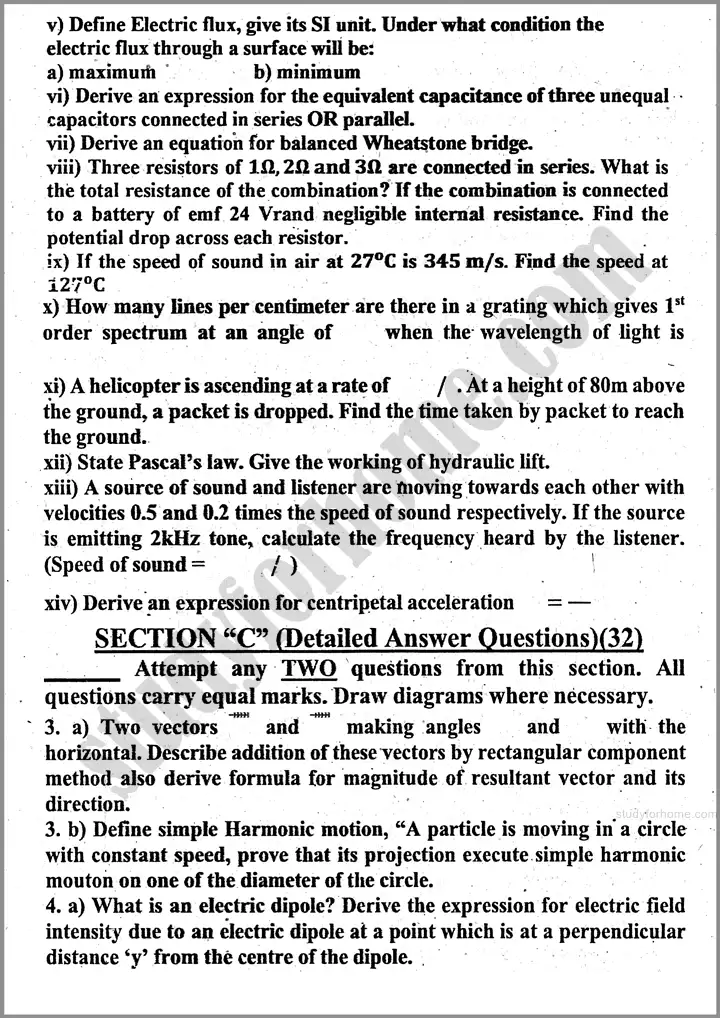 physics 2024 past year paper 2024 for class 11th 7