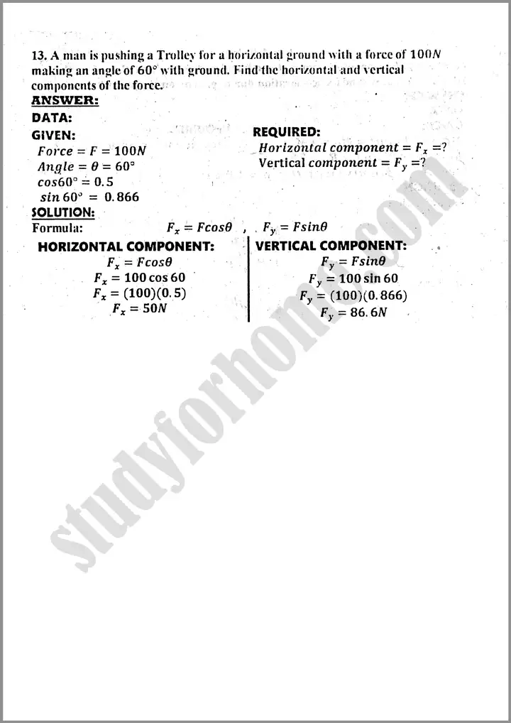 physics solved numericals 9th past year paper 2024 for class 9th 4