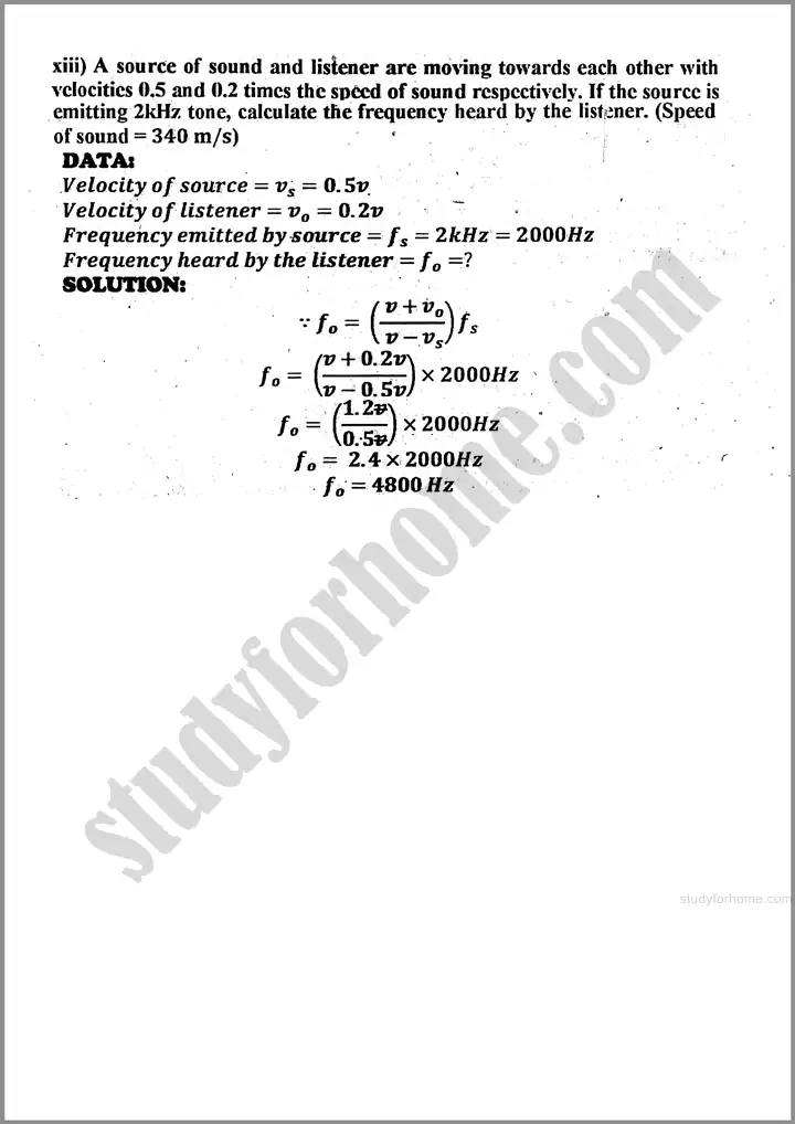 physics solved numericals past year paper 2024 for class 11th 11