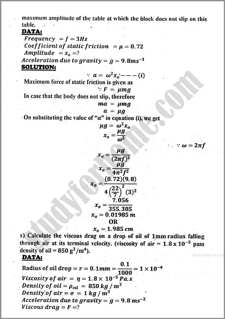 physics solved numericals past year paper 2024 for class 11th 3