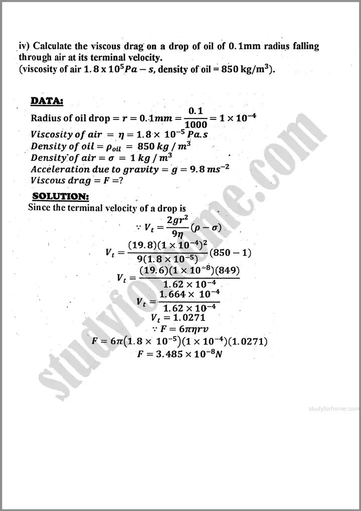 physics solved numericals past year paper 2024 for class 11th 7