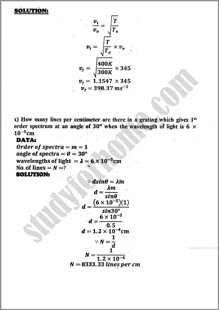 physics solved numericals past year paper 2024 for class 11th 9