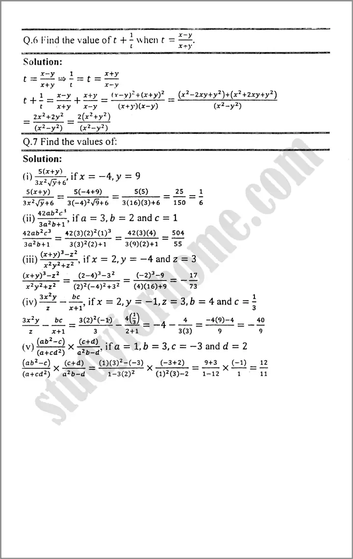 algebraic expression and formulas exercise 3 1 mathematics class 9th 04