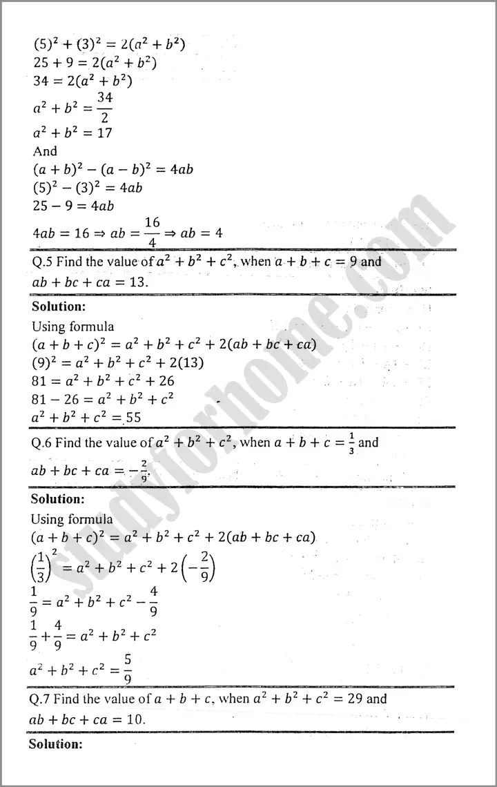 algebraic expression and formulas exercise 3 2 mathematics class 9th 02