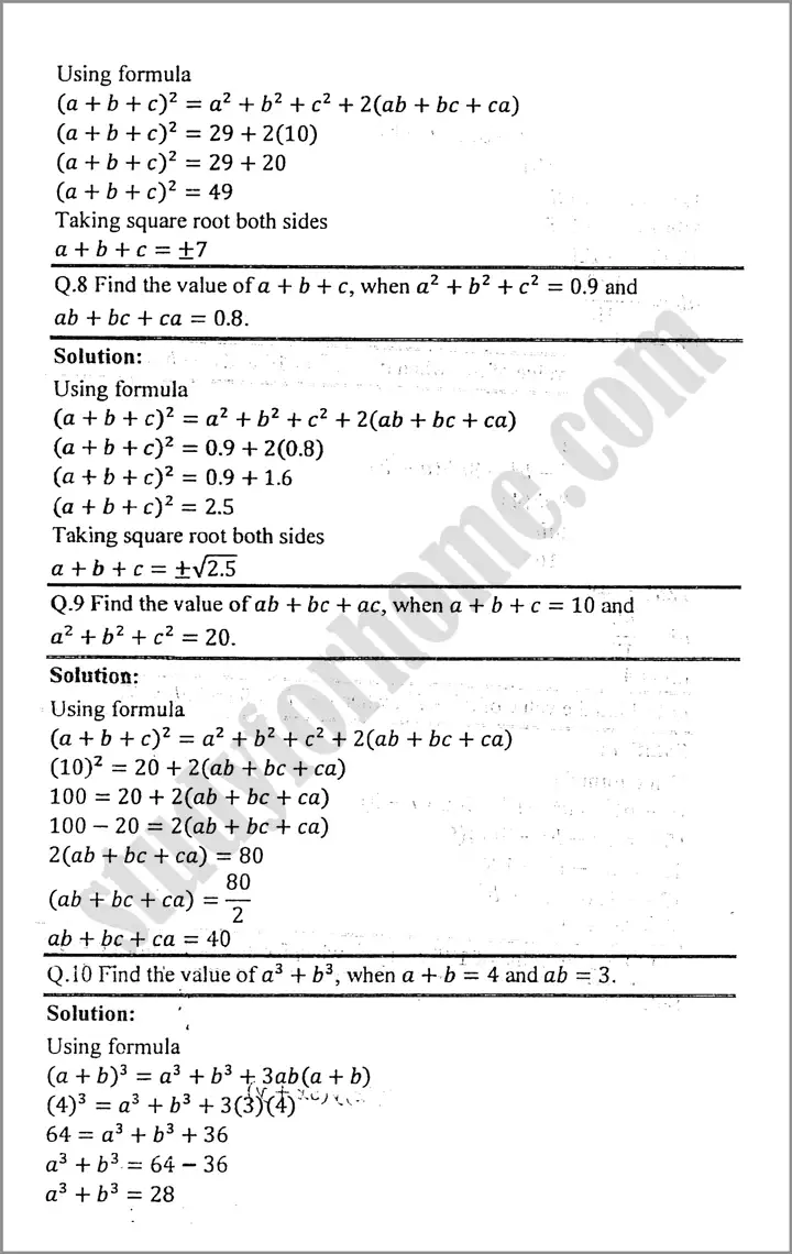 algebraic expression and formulas exercise 3 2 mathematics class 9th 03