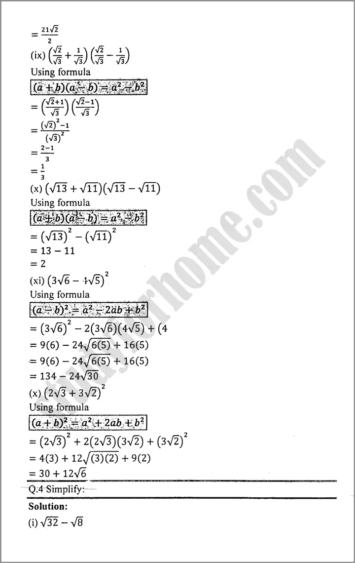 algebraic expression and formulas exercise 3 3 mathematics class 9th 05