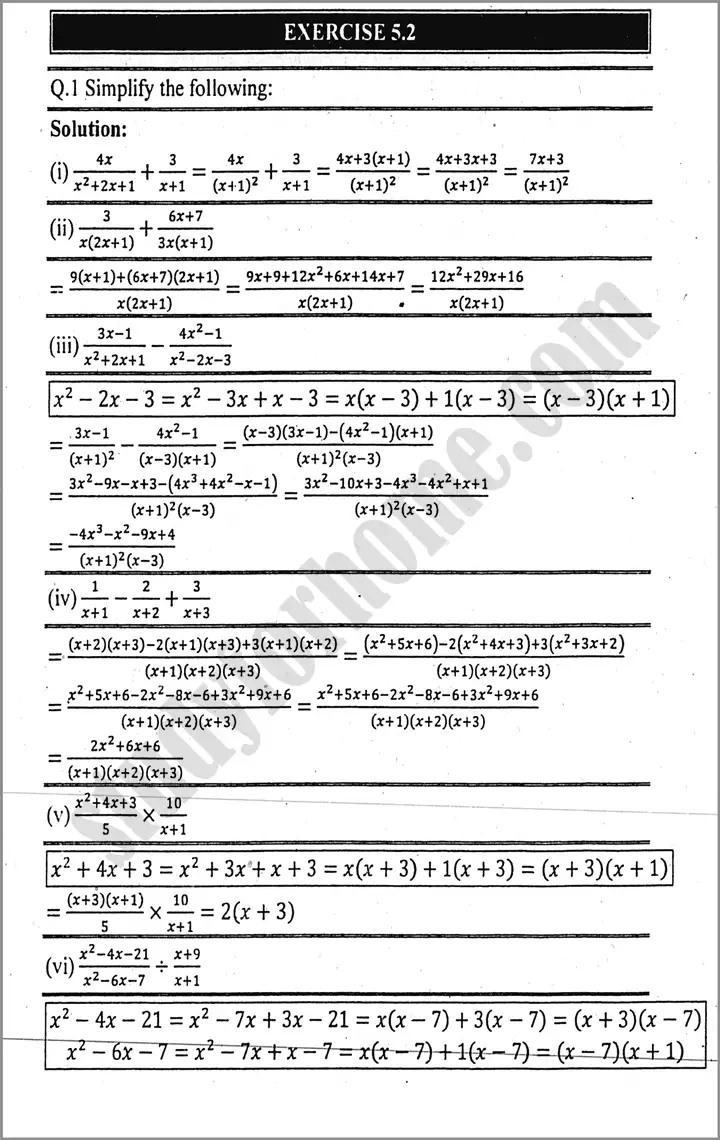 algebraic-manipulation-exercise-5-2-mathematics-class-9th