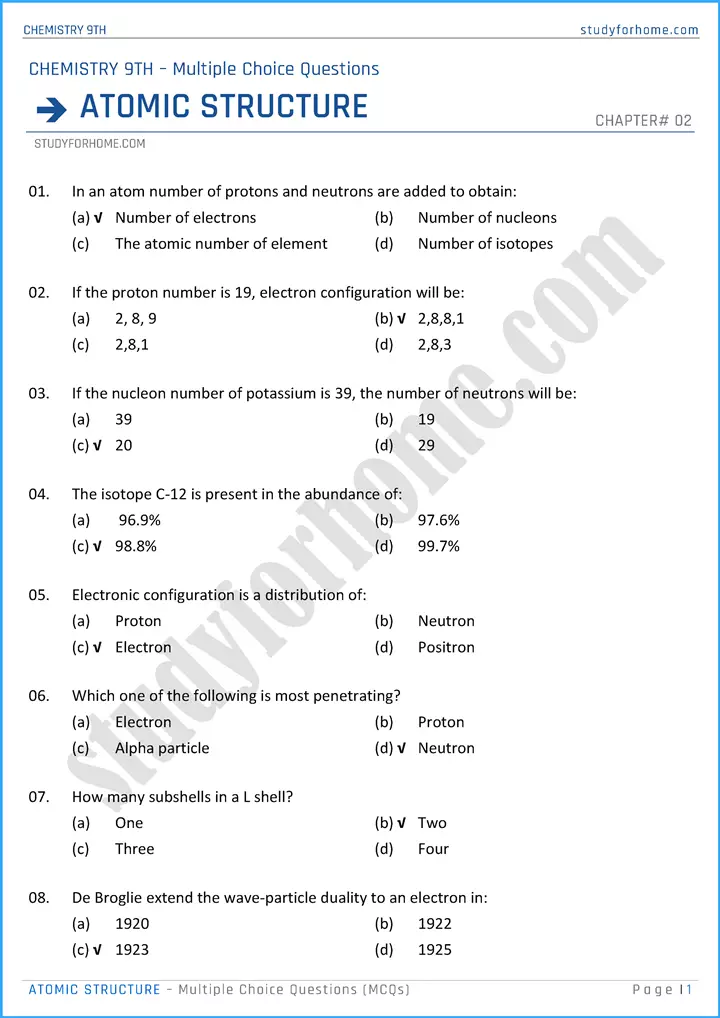 atomic-structure-multiple-choice-questions-chemistry-class-9th