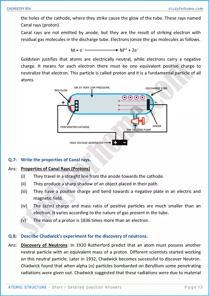 atomic structure short and detailed question answers chemistry class 9th 03