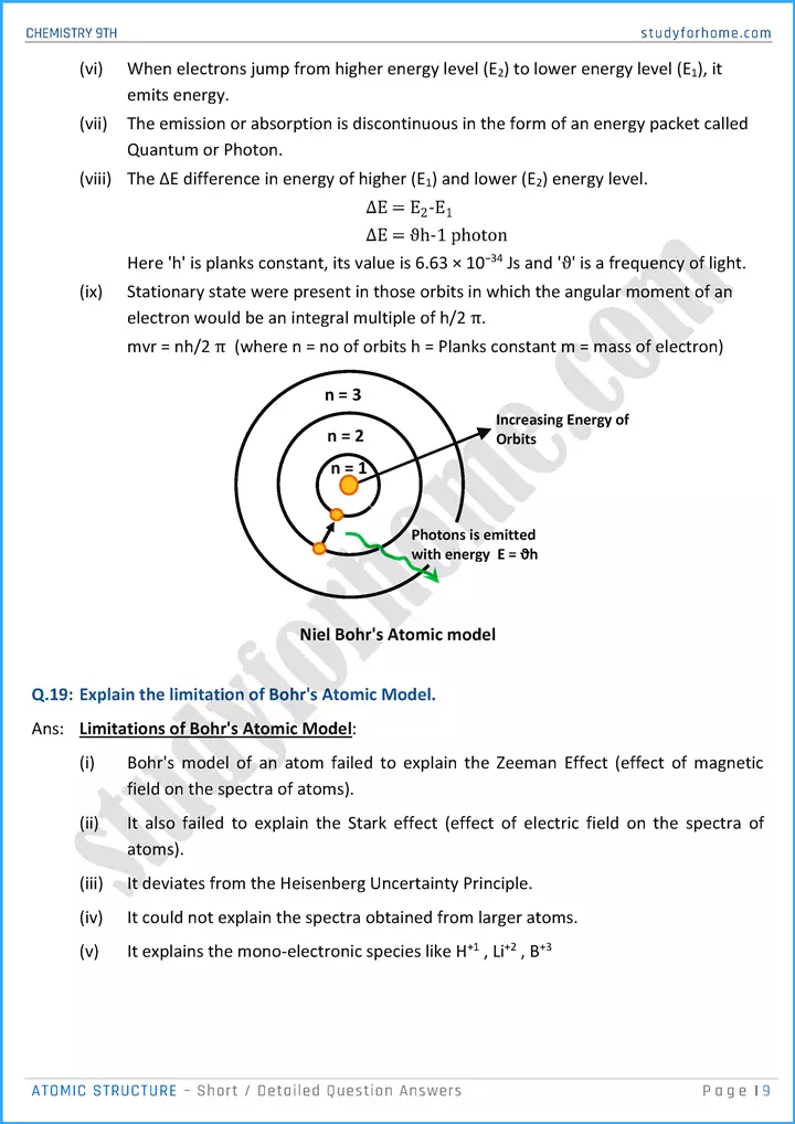 atomic structure short and detailed question answers chemistry class 9th 09