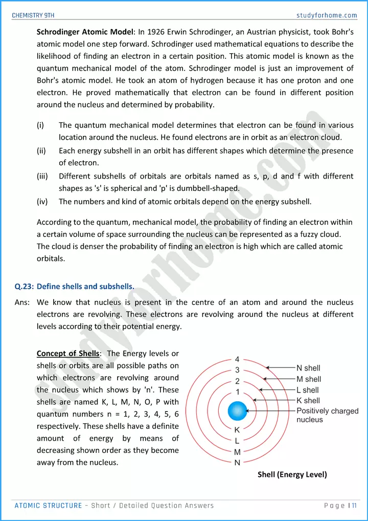 atomic structure short and detailed question answers chemistry class 9th 11