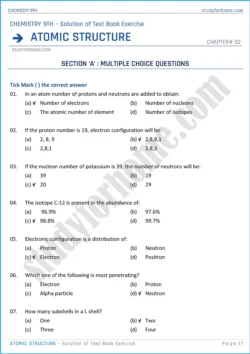 atomic-structure-solution-of-text-book-exercise-chemistry-class-9th