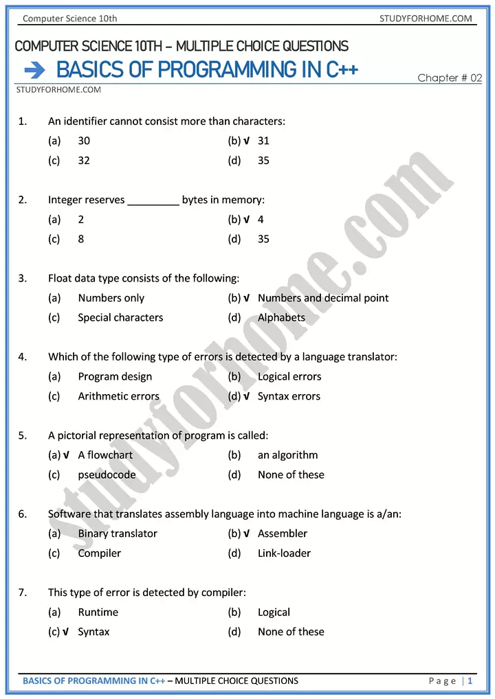 basics-of-programming-in-c++-multiple-choice-questions-computer-science-class-10th