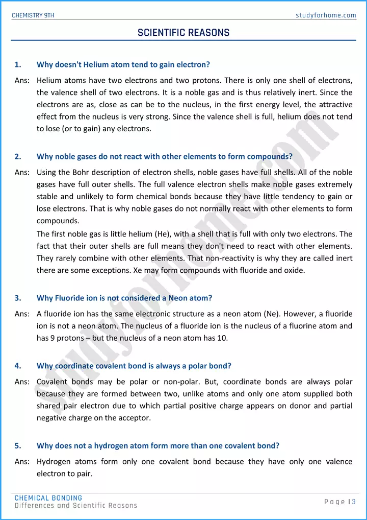 chemical bonding differences and scientific reasons chemistry class 9th 03