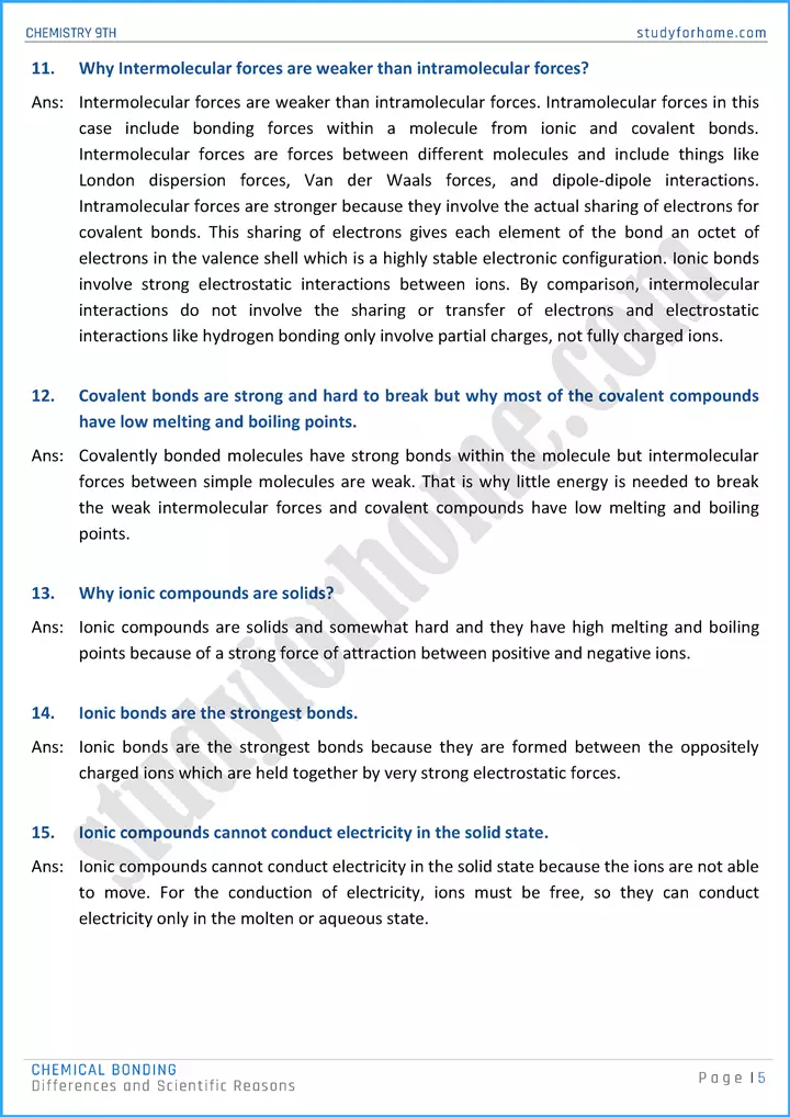 chemical bonding differences and scientific reasons chemistry class 9th 05