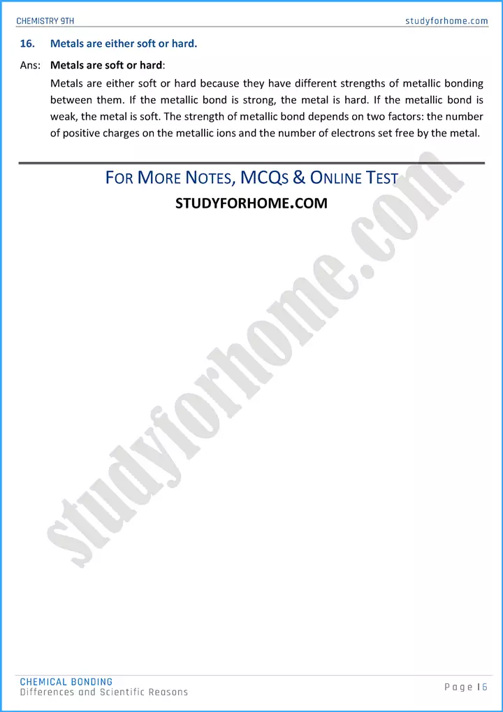 chemical bonding differences and scientific reasons chemistry class 9th 06