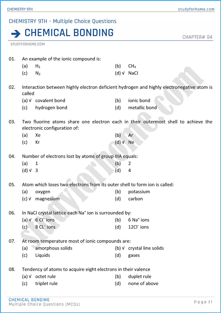 chemical-bonding-multiple-choice-questions-chemistry-class-9th