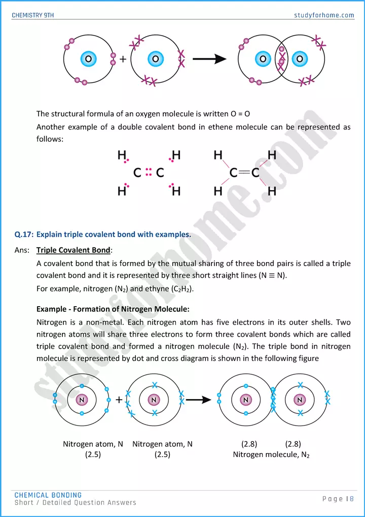 chemical bonding short and detailed question answers chemistry class 9th 08