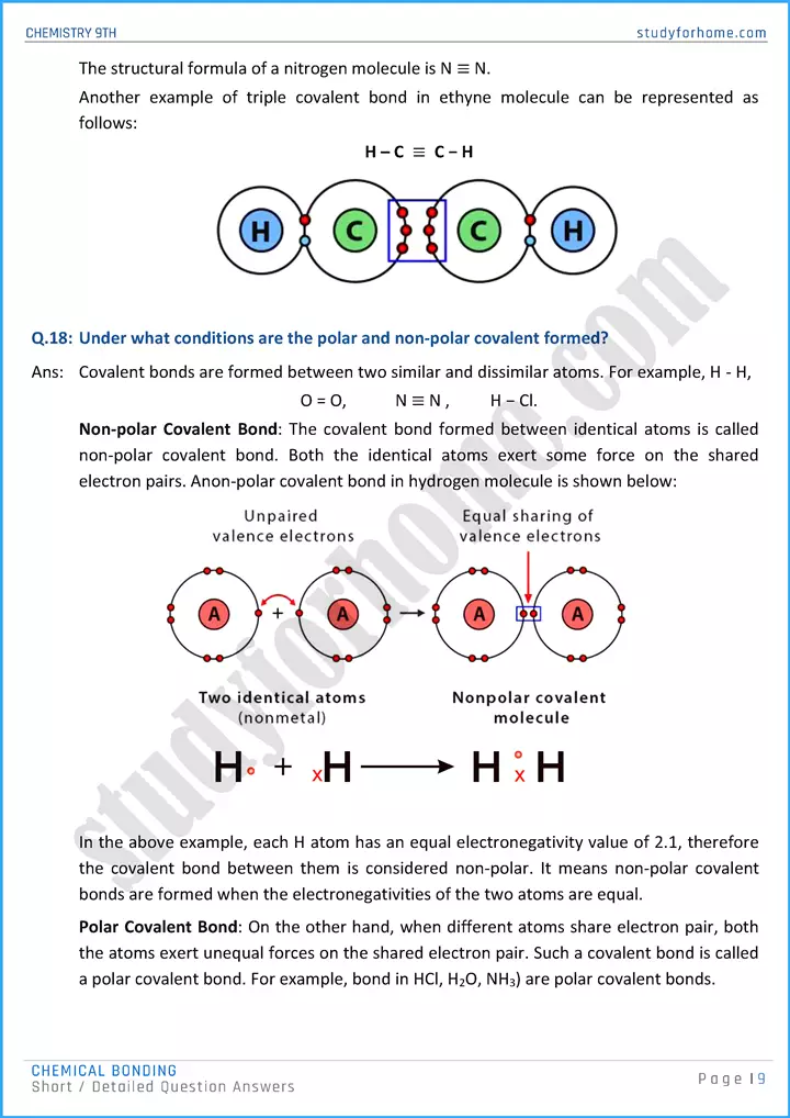 chemical bonding short and detailed question answers chemistry class 9th 09