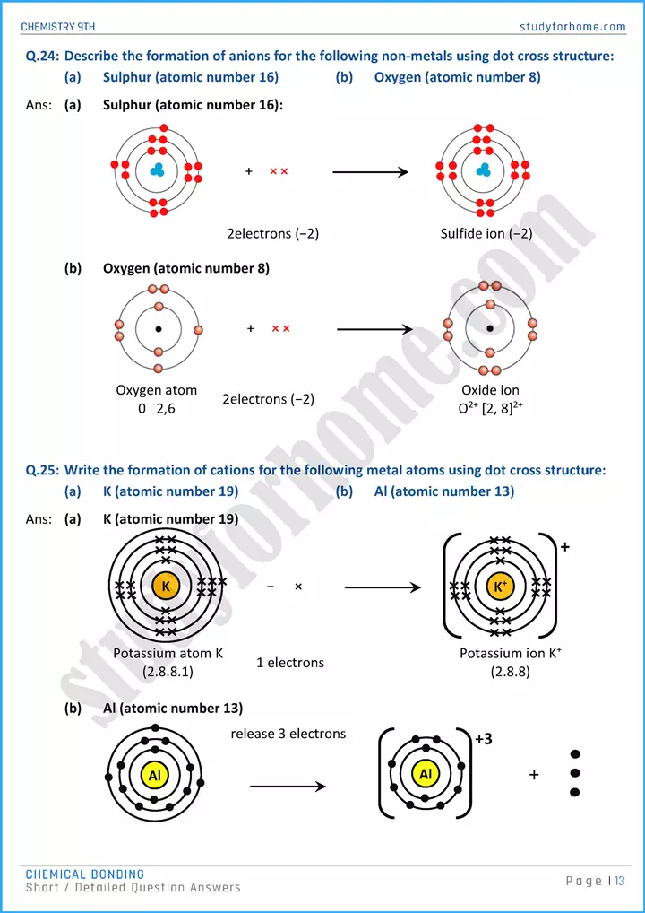 chemical bonding short and detailed question answers chemistry class 9th 13