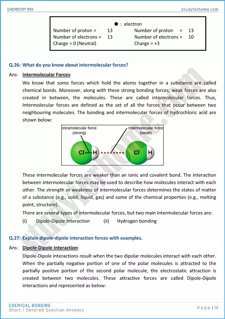 chemical bonding short and detailed question answers chemistry class 9th 14