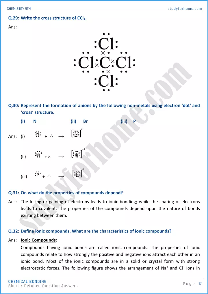 chemical bonding short and detailed question answers chemistry class 9th 17