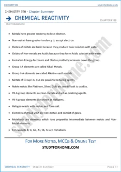 chemical-reactivity-chapter-summary-chemistry-class-9th