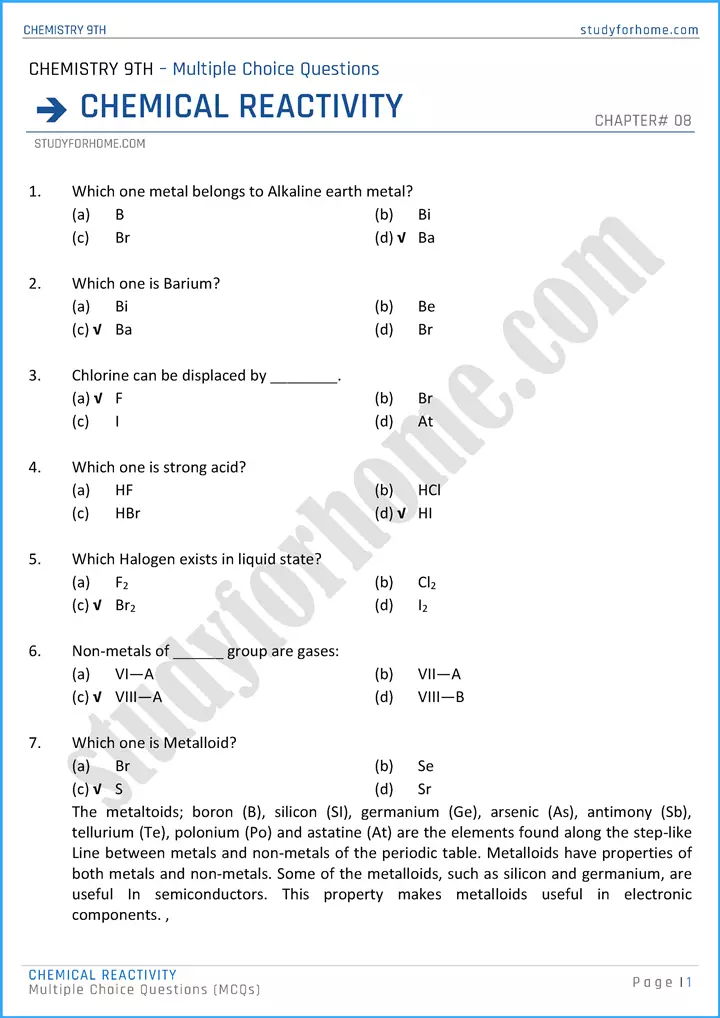 chemical-reactivity-multiple-choice-questions-chemistry-class-9th