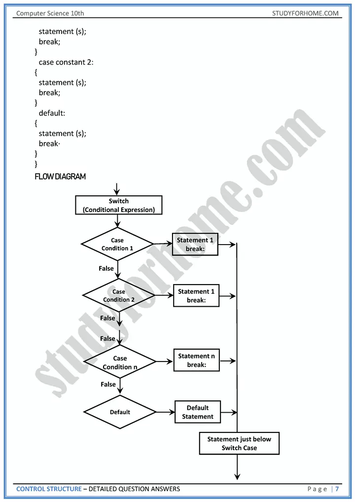 control structure detailed question answers computer science class 10th 07