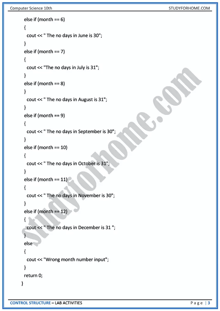 control structure lab activities computer science class 10th 03