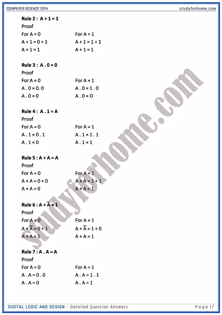 digital logic and design detailed question answers computer science class 10th 07