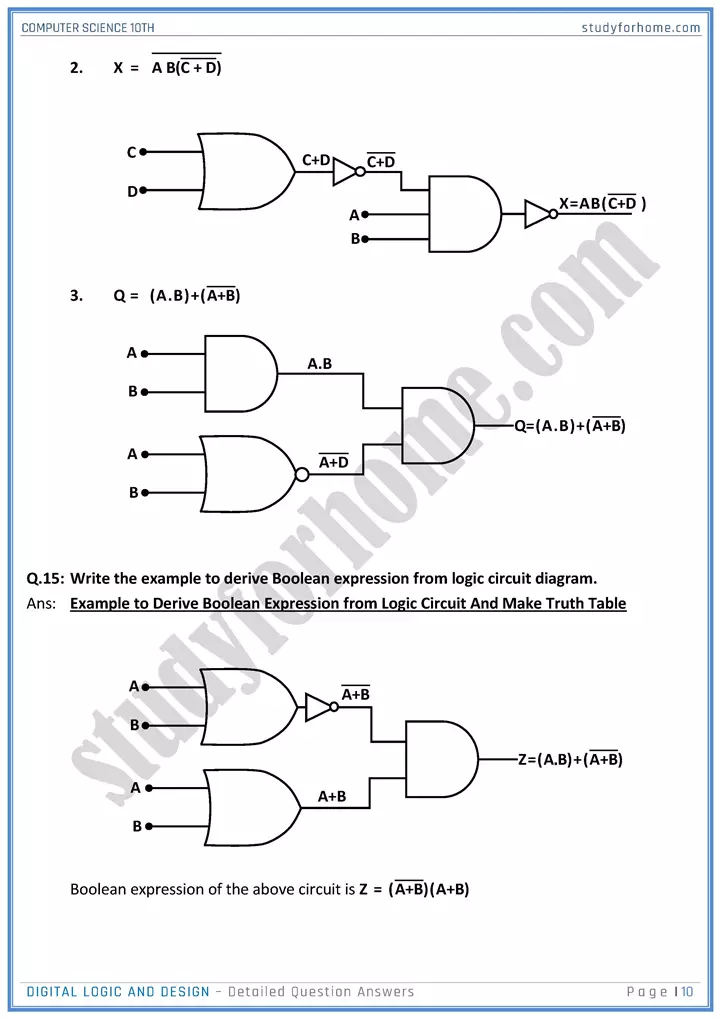 digital logic and design detailed question answers computer science class 10th 10