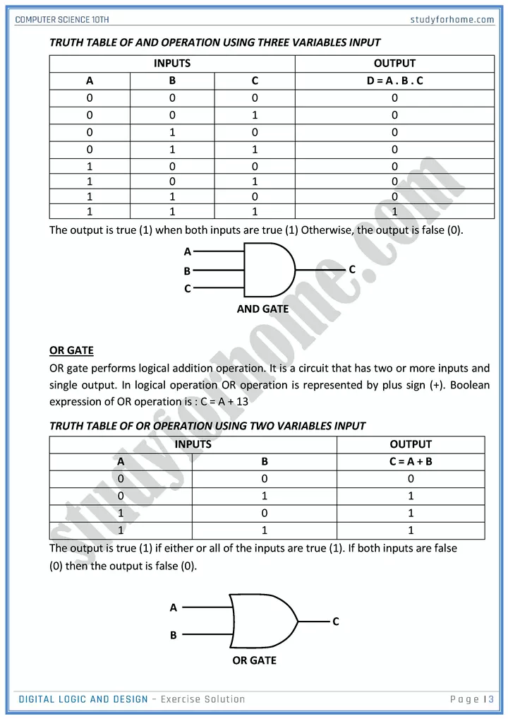 digital logic and design solution of book exercise computer science class 10th 03